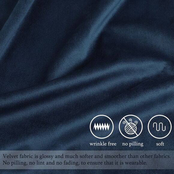 Velvet Throw Pillow Cover 2Pcs Cushion Cases 16"x16" Navy - Picture 3 of 6